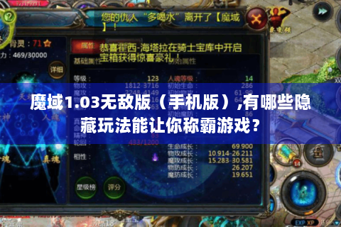魔域1.03无敌版（手机版）,有哪些隐藏玩法能让你称霸游戏？