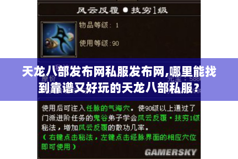 天龙八部发布网私服发布网,哪里能找到靠谱又好玩的天龙八部私服？
