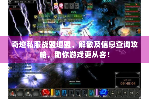 奇迹私服战盟退盟、解散及信息查询攻略，助你游戏更从容！
