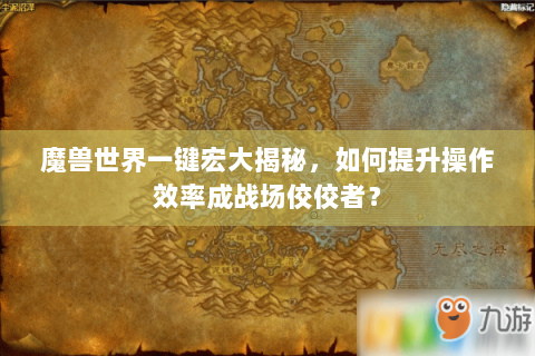 魔兽世界一键宏大揭秘，如何提升操作效率成战场佼佼者？
