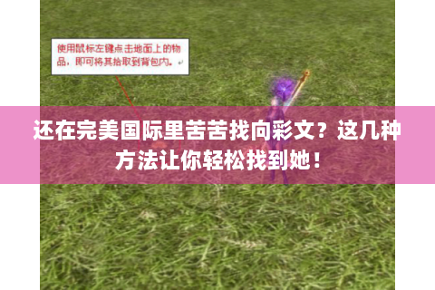 还在完美国际里苦苦找向彩文？这几种方法让你轻松找到她！
