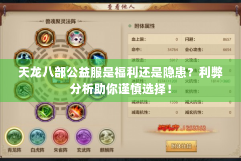 天龙八部公益服是福利还是隐患？利弊分析助你谨慎选择！