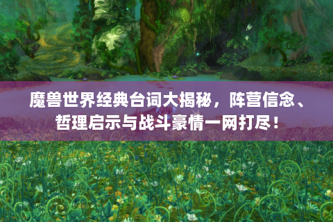 魔兽世界经典台词大揭秘，阵营信念、哲理启示与战斗豪情一网打尽！