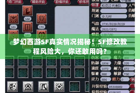 梦幻西游SF真实情况揭秘！SF修改教程风险大，你还敢用吗？