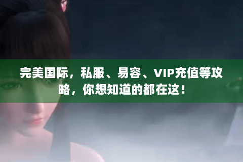 完美国际，私服、易容、VIP充值等攻略，你想知道的都在这！