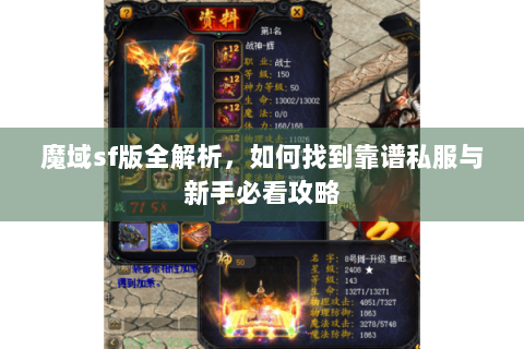 魔域sf版全解析，如何找到靠谱私服与新手必看攻略
