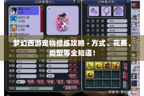 梦幻西游宠物修炼攻略 - 方式、花费、类型等全知道！