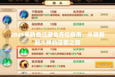 2025年热血江湖全方位指南，从萌新到大神的逆袭之路