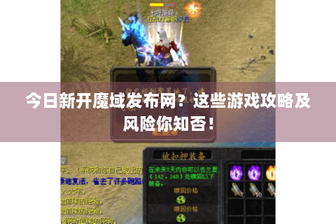 今日新开魔域发布网？这些游戏攻略及风险你知否！