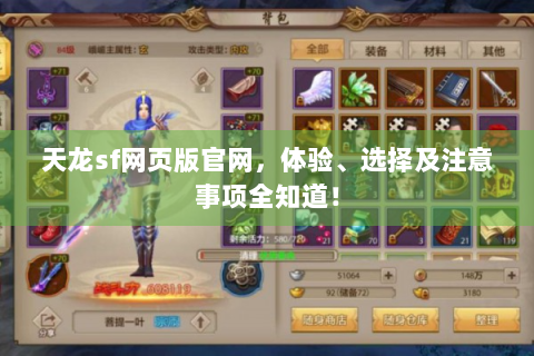 天龙sf网页版官网，体验、选择及注意事项全知道！