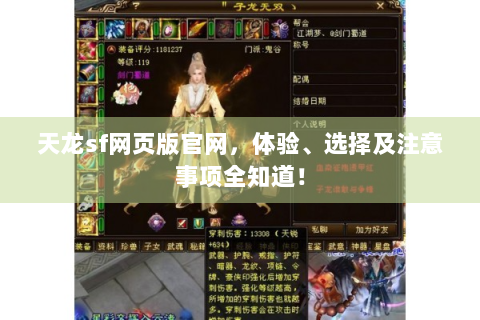 天龙sf网页版官网，体验、选择及注意事项全知道！