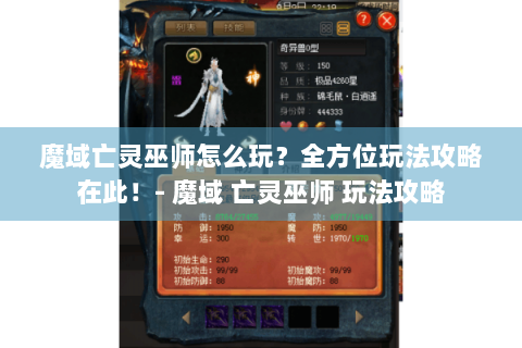 魔域亡灵巫师怎么玩？全方位玩法攻略在此！- 魔域 亡灵巫师 玩法攻略