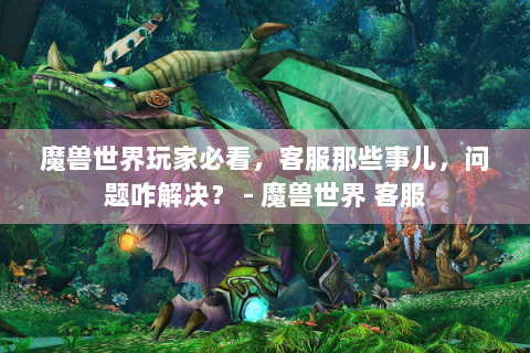 魔兽世界玩家必看，客服那些事儿，问题咋解决？ - 魔兽世界 客服