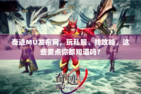 奇迹MU发布网，玩私服、找攻略，这些要点你都知道吗？