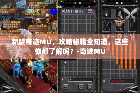 新版奇迹MU，攻略秘籍全知道，这些你都了解吗？-奇迹MU