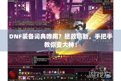 DNF装备词典咋用？拯救萌新，手把手教你变大神！