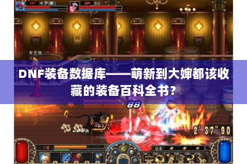 DNF装备数据库——萌新到大婶都该收藏的装备百科全书？