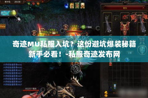 奇迹MU私服入坑？这份避坑爆装秘籍新手必看！-私服奇迹发布网