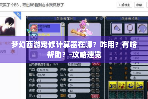 梦幻西游宠修计算器在哪？咋用？有啥帮助？-攻略速览