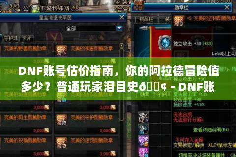 DNF账号估价指南，你的阿拉德冒险值多少？普通玩家泪目史😢 - DNF账号估价