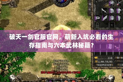 破天一剑官服官网，萌新入坑必看的生存指南与六本武林秘籍？