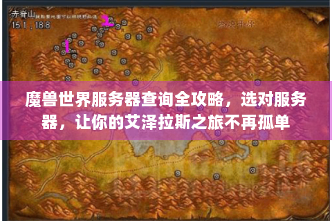 魔兽世界服务器查询全攻略，选对服务器，让你的艾泽拉斯之旅不再孤单