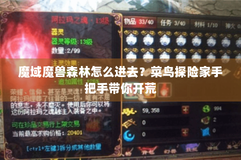 魔域魔兽森林怎么进去？菜鸟探险家手把手带你开荒