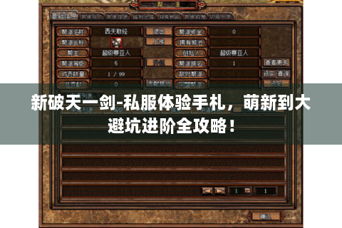 新破天一剑-私服体验手札，萌新到大避坑进阶全攻略！