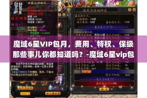 魔域6星VIP包月，费用、特权、保级那些事儿你都知道吗？-魔域6星vip包月
