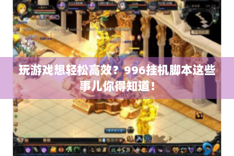 玩游戏想轻松高效？996挂机脚本这些事儿你得知道！