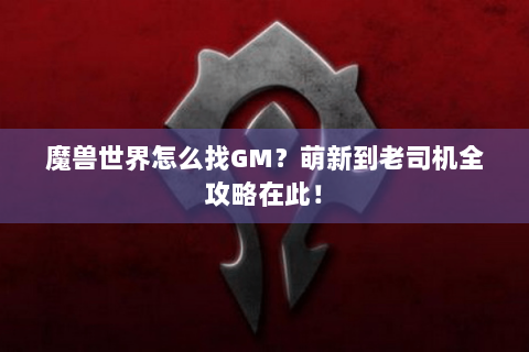 魔兽世界怎么找GM？萌新到老司机全攻略在此！