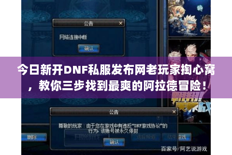 今日新开DNF私服发布网老玩家掏心窝，教你三步找到最爽的阿拉德冒险！