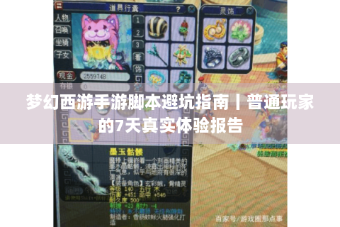 梦幻西游手游脚本避坑指南丨普通玩家的7天真实体验报告