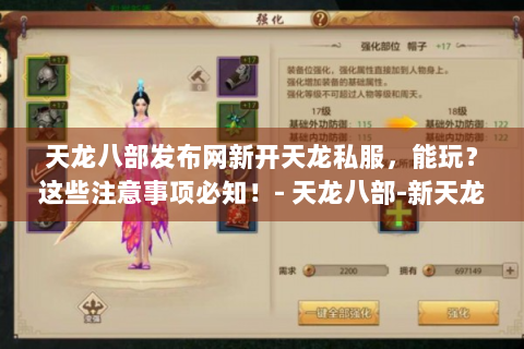天龙八部发布网新开天龙私服，能玩？这些注意事项必知！- 天龙八部-新天龙私服
