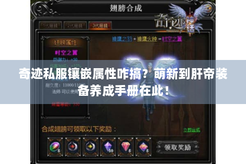 奇迹私服镶嵌属性咋搞？萌新到肝帝装备养成手册在此！