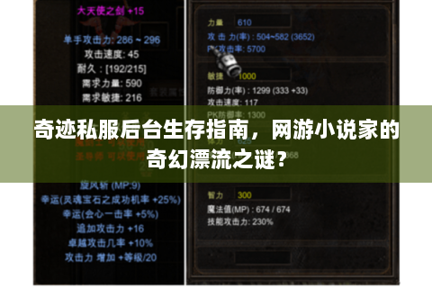 奇迹私服后台生存指南，网游小说家的奇幻漂流之谜？
