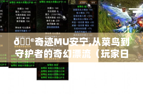 🎮奇迹MU安宁,从菜鸟到守护者的奇幻漂流（玩家日记版）
