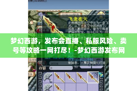 梦幻西游，发布会直播、私服风险、卖号等攻略一网打尽！-梦幻西游发布网
