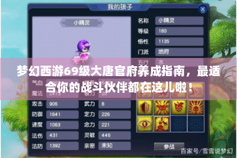 梦幻西游69级大唐官府养成指南，最适合你的战斗伙伴都在这儿啦！