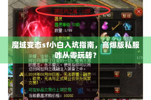 魔域变态sf小白入坑指南，高爆版私服咋从零玩转？