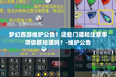梦幻西游维护公告？这些门道和注意事项你都知道吗？-维护公告