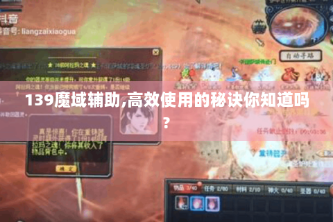 139魔域辅助,高效使用的秘诀你知道吗?