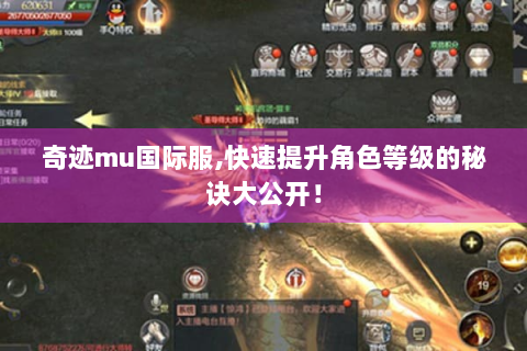 奇迹mu国际服,快速提升角色等级的秘诀大公开！