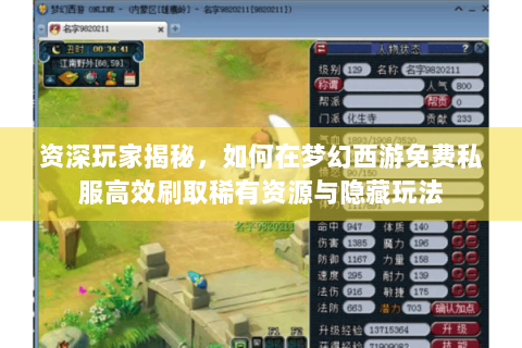 资深玩家揭秘，如何在梦幻西游免费私服高效刷取稀有资源与隐藏玩法