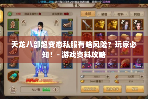 天龙八部超变态私服有啥风险？玩家必知！- 游戏资料攻略
