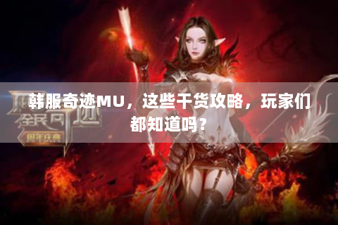 韩服奇迹MU，这些干货攻略，玩家们都知道吗？