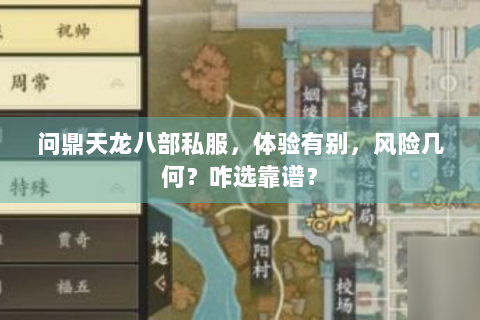 问鼎天龙八部私服，体验有别，风险几何？咋选靠谱？
