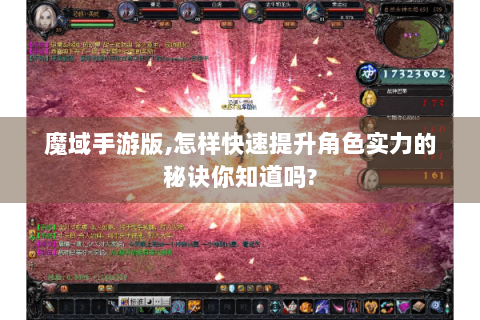 魔域手游版,怎样快速提升角色实力的秘诀你知道吗?