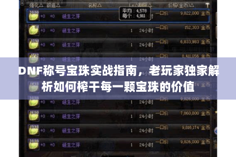 DNF称号宝珠实战指南，老玩家独家解析如何榨干每一颗宝珠的价值