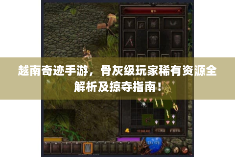 越南奇迹手游，骨灰级玩家稀有资源全解析及掠夺指南！